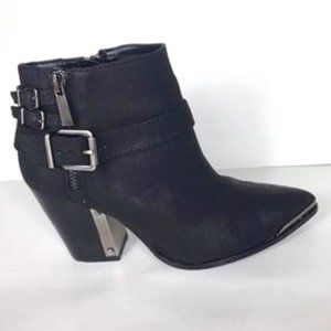 VINCE CAMUTO ADELFI Black Leather Western Bootie Size 6.5